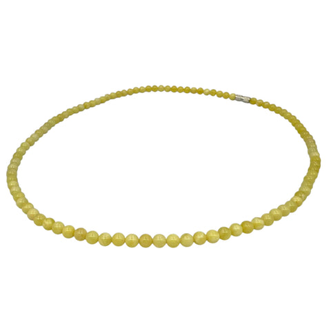 Milky Amber Round Beads Necklace Stainless Steel