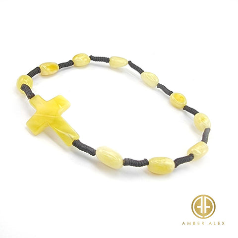 Milky Amber Free Shape Beads Catholic Rosaries - Bracelet