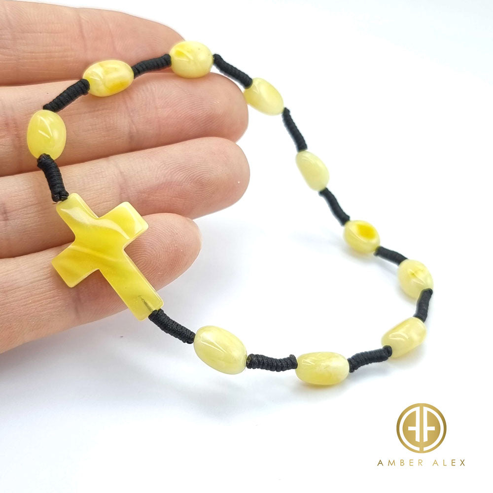 Milky Amber Free Shape Beads Catholic Rosaries - Bracelet
