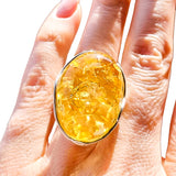 Lemon Amber Free Shape Adjustable Ring Sterling Silver