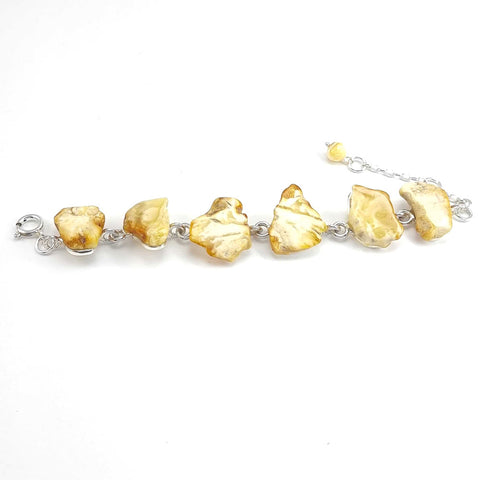 Milky Amber Slab Bracelet Sterling Silver