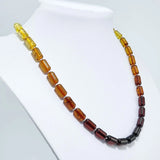 Gradient Amber Barrel Beads Necklace Sterling Silver