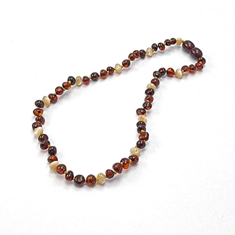 "KIDDO" Cognac Amber Baroque Beads Baby Necklace