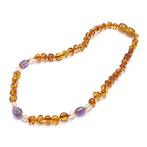 "KIDDO" Multi-Color Amber Baroque Beads Baby Necklace