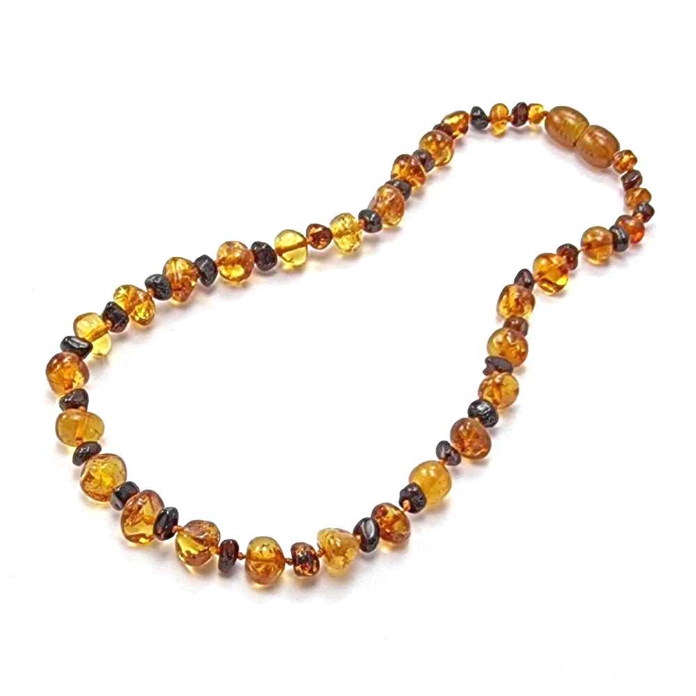 "KIDDO" Cherry & Cognac Amber Baroque Beads Baby Necklace
