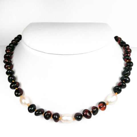 "KIDDO" Cherry Amber Baroque Beads Baby Necklace - Amber Alex Jewelry