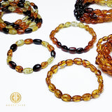 Multi-Color Amber Baroque Beads Stretch Bracelet