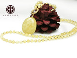Milky Amber Free Shape Pendant Beaded Necklace