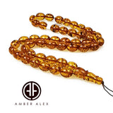 Cognac Amber Egg Shape 12x10 mm Islamic Prayer Beads