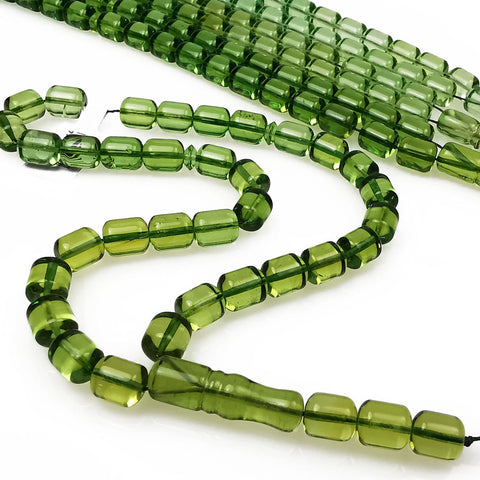 Green Amber Barrel Shape 8.5mm Islamic Prayer Beads