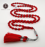 Red Amber Olive Shape Beads 6 mm Islamic Prayer Beads