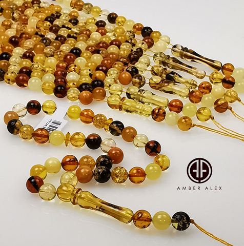 Multi-Color Amber Round Shape 8mm Islamic Prayer Beads