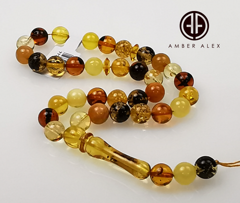 Multi-Color Amber Round Shape 8mm Islamic Prayer Beads