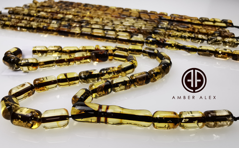 Baltic Green Amber Barrel Shape 6.5 mm Islamic Prayer Beads