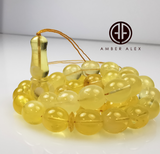Yellow Cloudy Amber Egg Shape 12 mm Islamic Prayer Beads