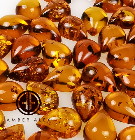 Cognac Amber Calibrated Drop Cabochons