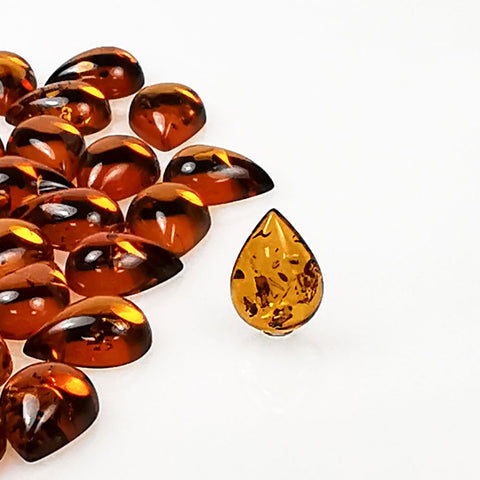 Cognac Amber Calibrated Drop Cabochons 20pcs