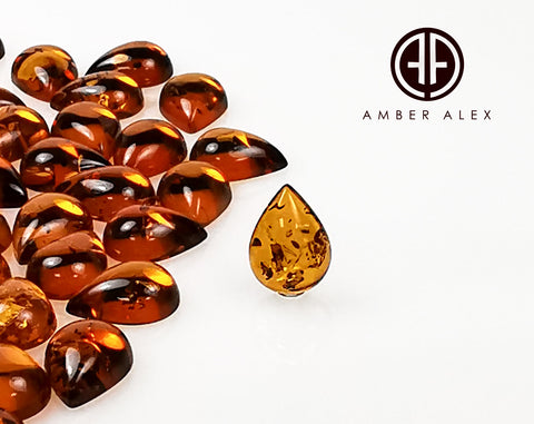 Cognac Amber Calibrated Drop Cabochons