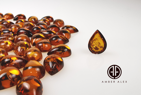 Cognac Amber Calibrated Drop Cabochons