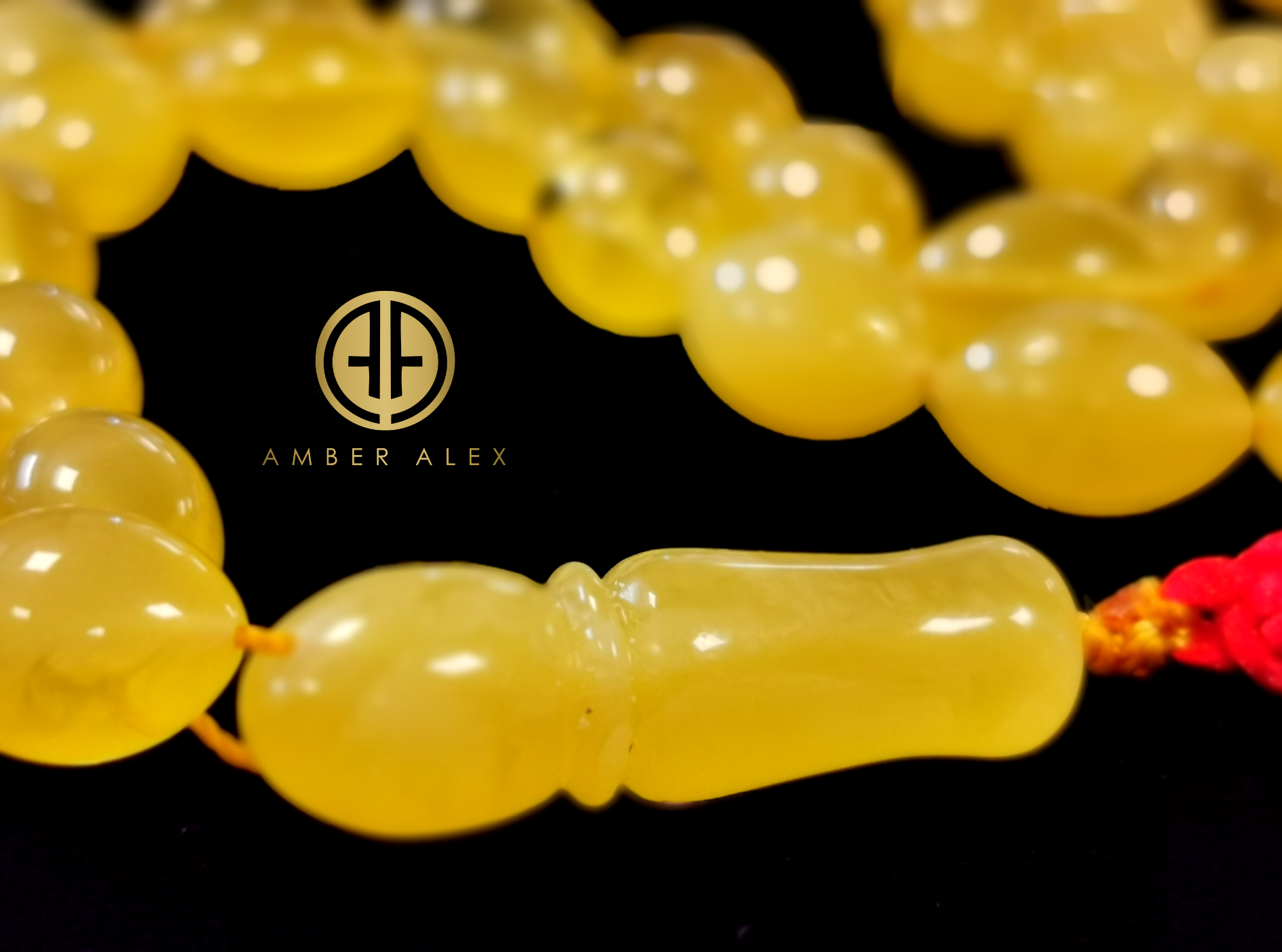 Butterscotch/Milky/Yellow Amber Olive Shape 9mm Islamic Prayer Beads