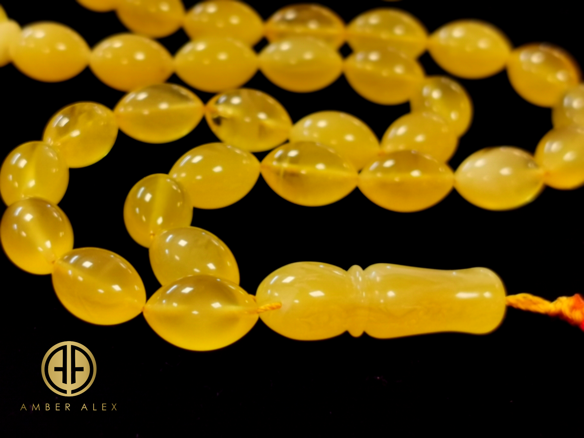 Butterscotch/Milky/Yellow Amber Olive Shape 9mm Islamic Prayer Beads