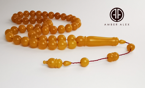 Antique Amber Round Shape 13mm Islamic Prayer Beads