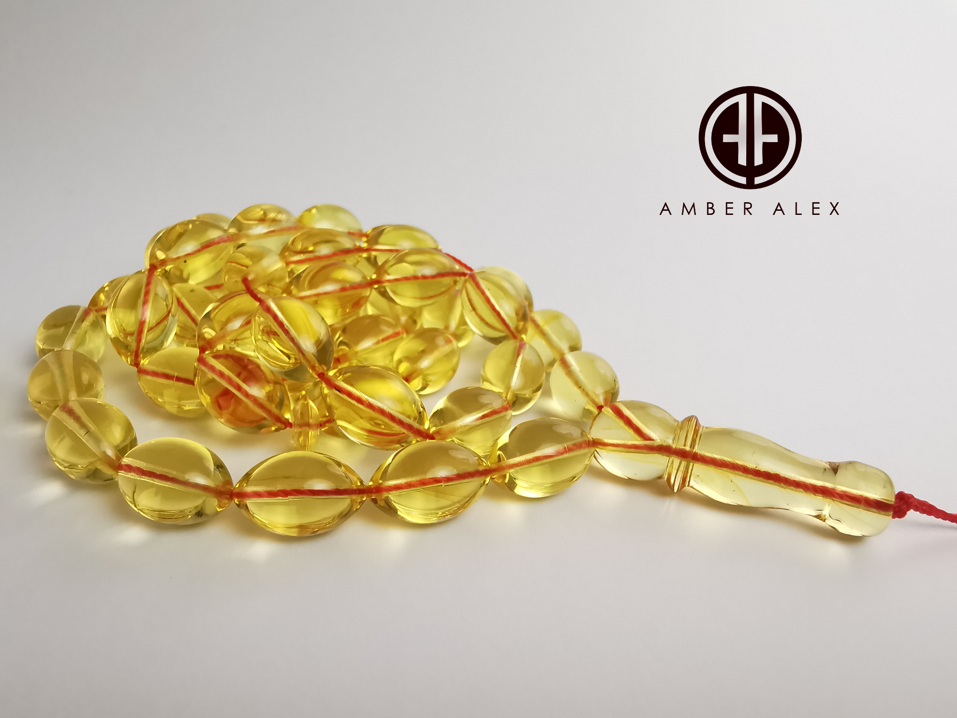 Transparent Amber Olive Shape 9 mm Islamic Prayer Beads