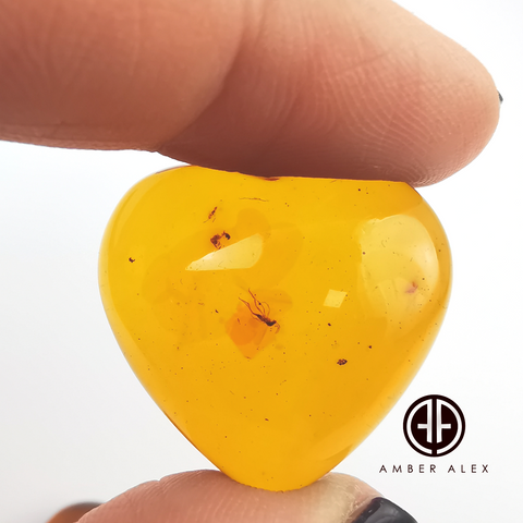 Cognac Amber Handmade Heart Shape Cabochons