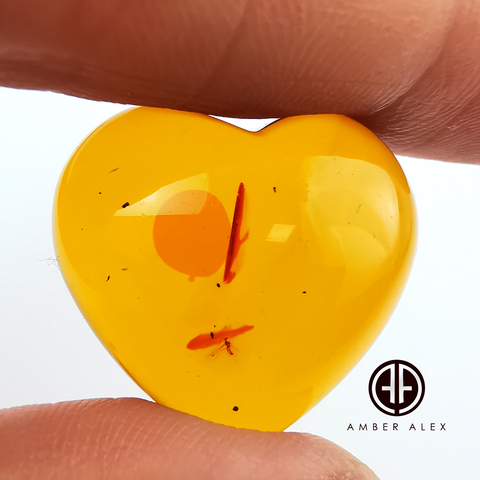 Cognac Amber Handmade Heart Shape Cabochons