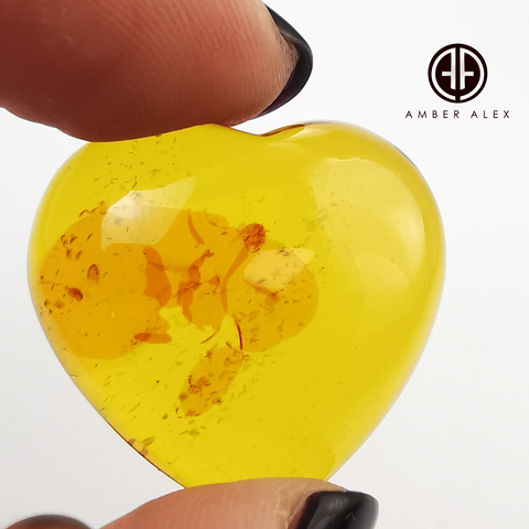 Cognac Amber Handmade Heart Shape Cabochons