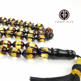 Two Toned Amber Faceted Olive Shape 11.5 mm Islamic Prayer Beads