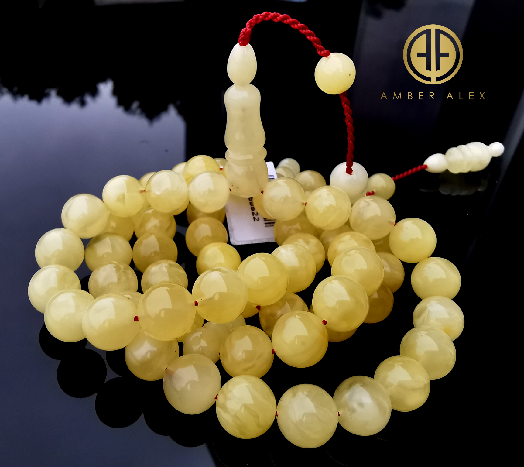 Yellow Amber Round Shape 8.5 mm Islamic Prayer Beads