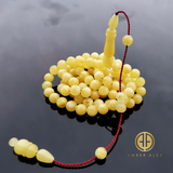 Yellow With White Amber Round Shape 7 mm Islamic Rosary Beads
