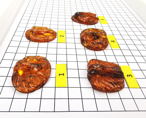 Cognac Amber Carved Elephant Cabochons