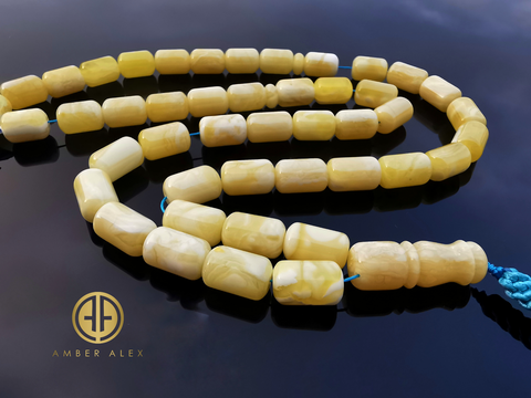 White With Yellow Amber Barrel Shape 9 mm Islamic Prayer