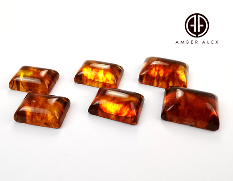 Cognac Amber Calibrated Rectangular Cabochons