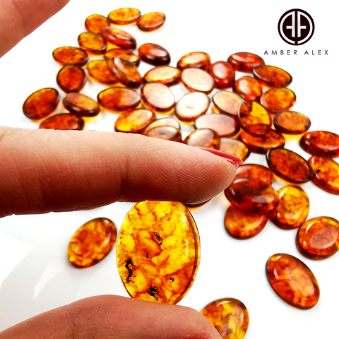 Cognac Amber Calibrated Oval Cabochons