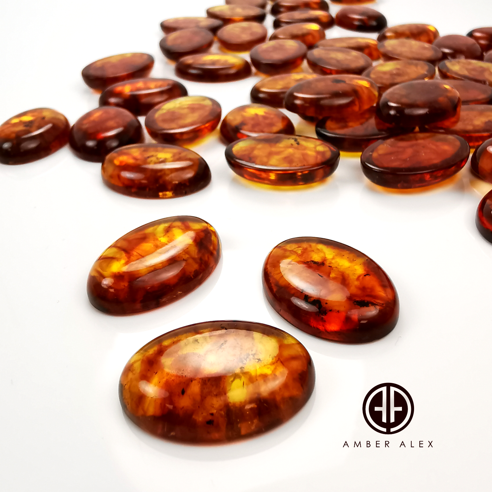 Cognac Amber Calibrated Oval Cabochons