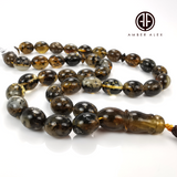 Transparent With Fossil Amber Egg 10x12 mm Islamic Prayer Beads