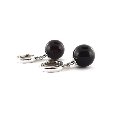 Cherry Amber Round Dangle Earrings Sterling Silver/14k Gold Plated