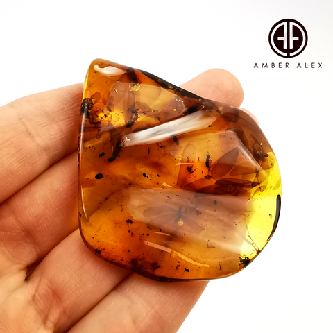 Natural Amber Wave Shape Stone With Insects