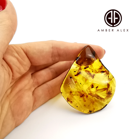 Natural Amber Wave Shape Stone With Insects