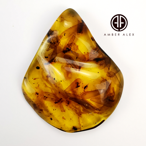 Natural Amber Wave Shape Stone With Insects