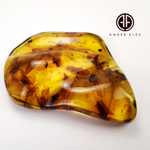 Natural Amber Wave Shape Stone With Insects