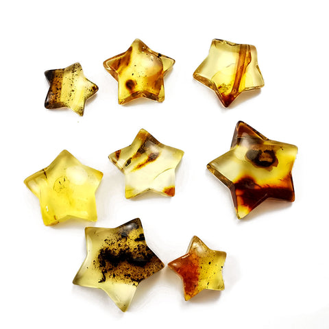 Fossil Amber Star Shape Cabochons