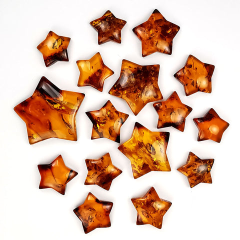 Cognac Amber Handmade Star Shape Cabochons