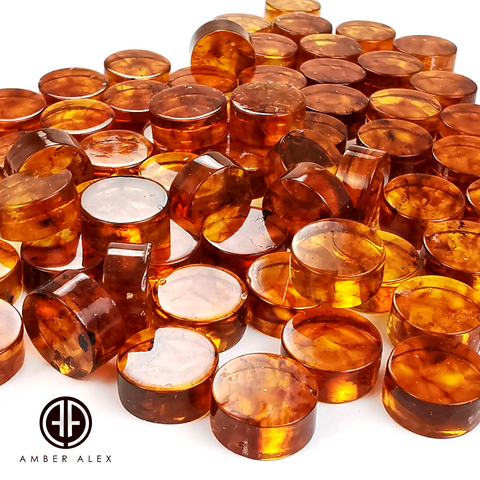 Cognac Amber Calibrated Round Cabochons