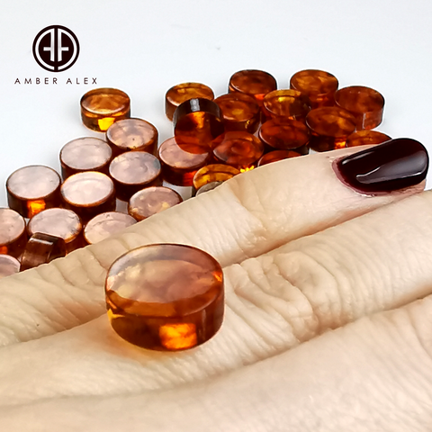 Cognac Amber Calibrated Round Cabochons