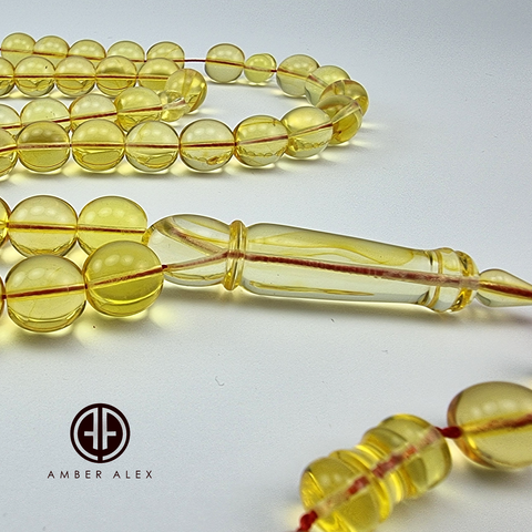 Transparent Amber Egg Shape 12  mm Islamic Prayer Beads