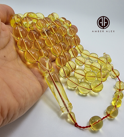 Transparent Amber Egg Shape 12  mm Islamic Prayer Beads